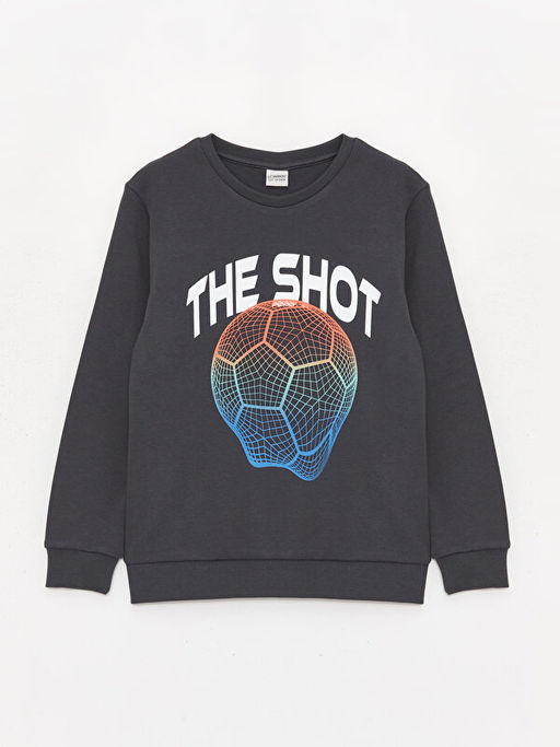 Bisiklet Yaka Bask?l? Uzun Kollu Erkek ?ocuk Ti??rt