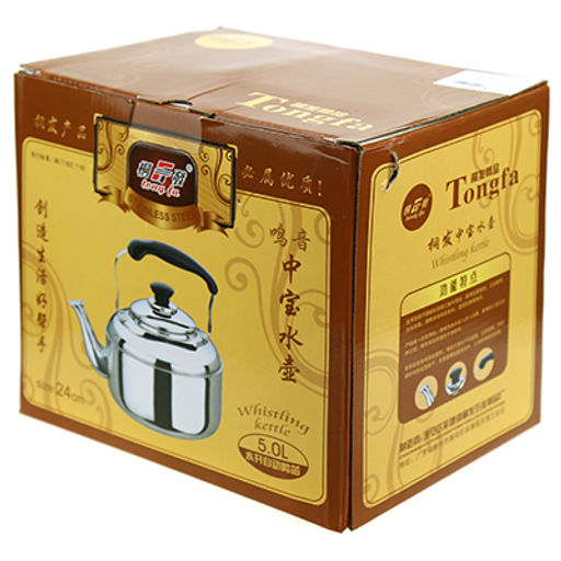"Лампушка" Чайник из нержавеющей стали 5л, д22см h20,5см, со встроенным в крышку свистком, подвижная бакелитовая ручка, цветная коробка (Китай)