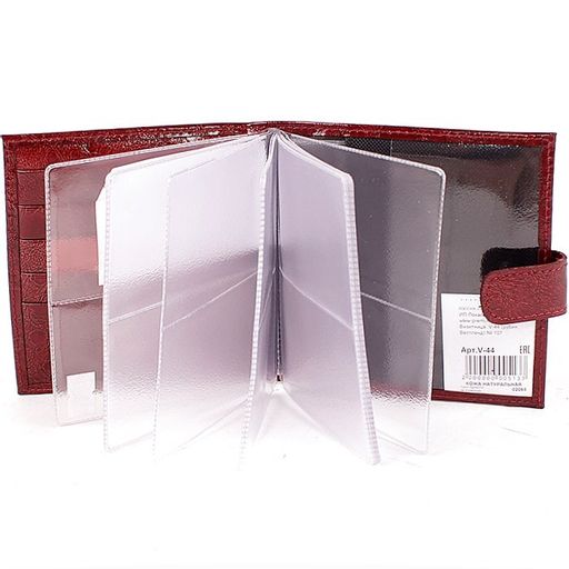 Визитница Premier-V-44 (с хляст, 2х-рядная, 5внут карм, 32карточки) натуральная кожа рубин вестленд луна (107) 105217  фото 2