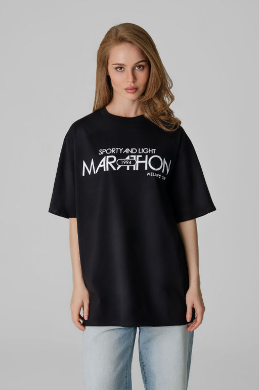 Арт. 3190 Футболка женская оверсайз 42-48 (4 шт) Цвет:черный - Калинка фото 14