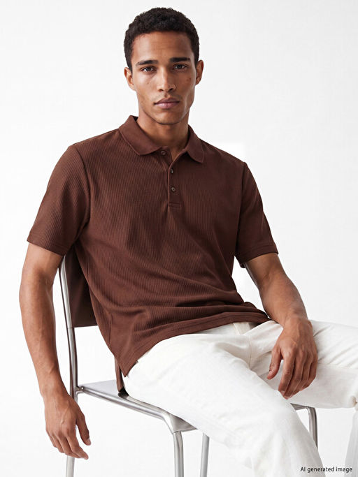 Standart Fit Polo Yaka Fitilli Erkek Ti??rt