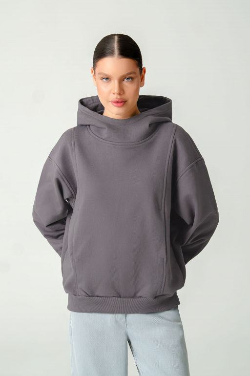 Арт. 15130 Худи женское с капюшоном 44-52 (5 шт) Цвет:серый - Калинка фото 6