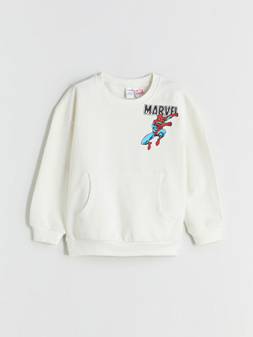 Bisiklet Yaka Spider-Man Bask?l? Erkek ?ocuk Sweatshirt