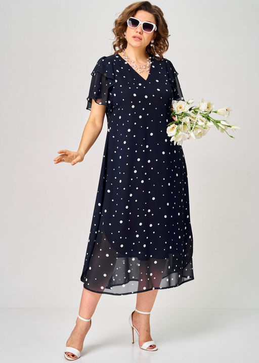 Платье EVA GRANT 7116 синий горох