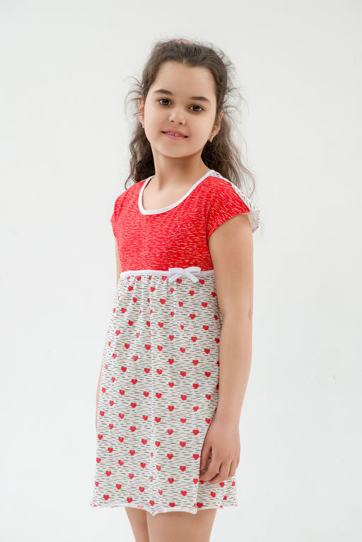 Ночная сорочка детская из кулирки Ярославна сердца - Амадэль фото 3