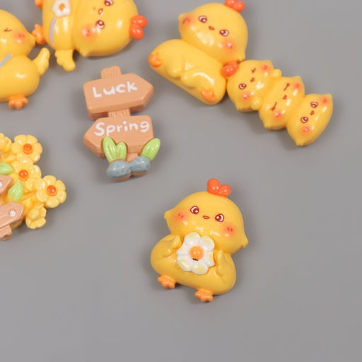 Декор для творчества пластик «Цыплята», ассорти, набор 7 шт., 2×2×1 см