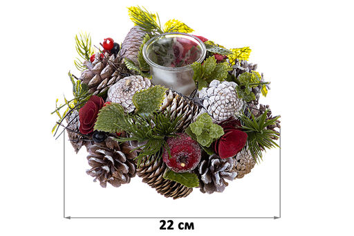 Новогоднее украшение подсвечник 22*22*11 см Снежная фантазия на 1 свечу круг - Elan gallery фото 2