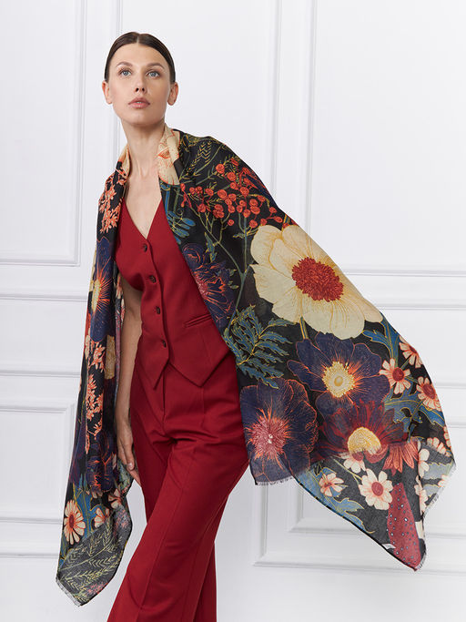 Большой, мягкий, тонкий и очень нежный двусторонний палантин с рисунком. - Tantino фото 3