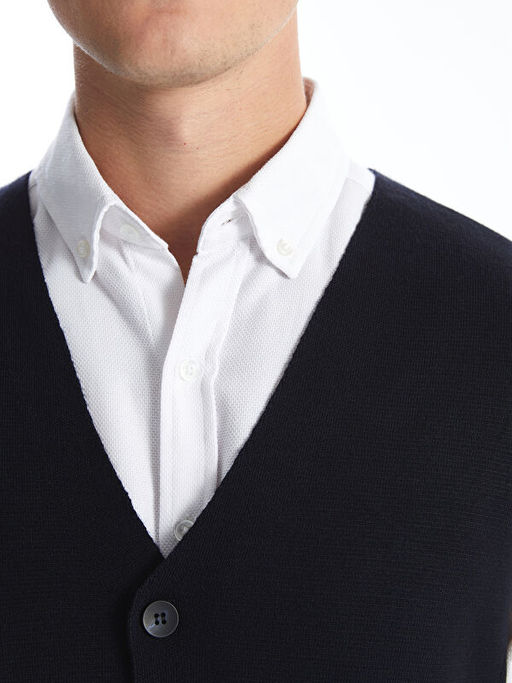 Standart Kal?p V Yaka Erkek Triko Yelek - Waikiki фото 5