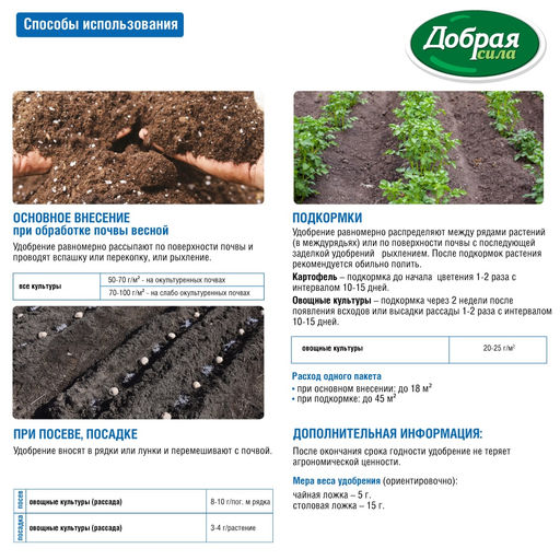 Компл. мин. удобр. Добрая сила Картофель-Корнеплоды, пак.0,9кг - Спарк фото 3