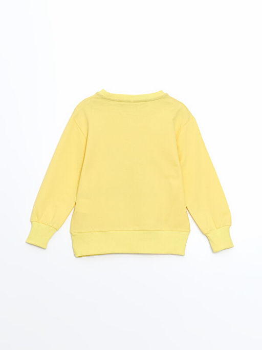 Bisiklet Yaka ?i?ekli K?z Bebek Sweatshirt