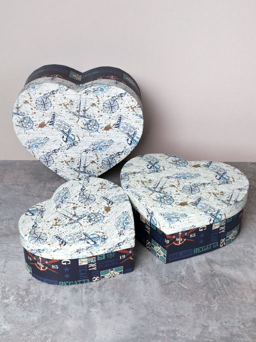 Коробка подарочная 3 штуки Сердце / 1158 /уп 24/16*18.3*7/18*20.3*8/20*22.3*9cm - ГалеонТрейд фото 2