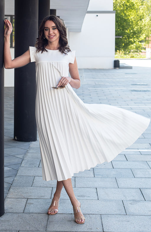 Платье-плиссе белый - Donna saggia фото 2