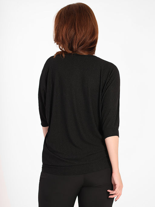Блузка трикотажная с люрексовой нитью черная - Almond фото 2