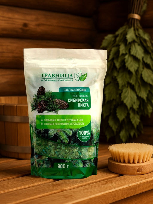 Цена за 2 шт. Соль для ванны "Травница", Расслабляющая, Сибирская пихта, 900 г