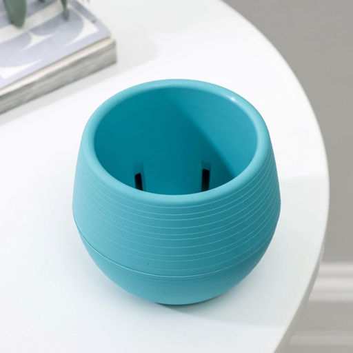 Цена за 3 шт. Горшок для цветов с поддоном «Япония», 125 мл, d=8 см, h=6.5 см, бирюзовый