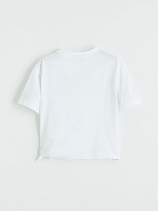 Bisiklet Yaka Bask?l? K?z ?ocuk Ti??rt