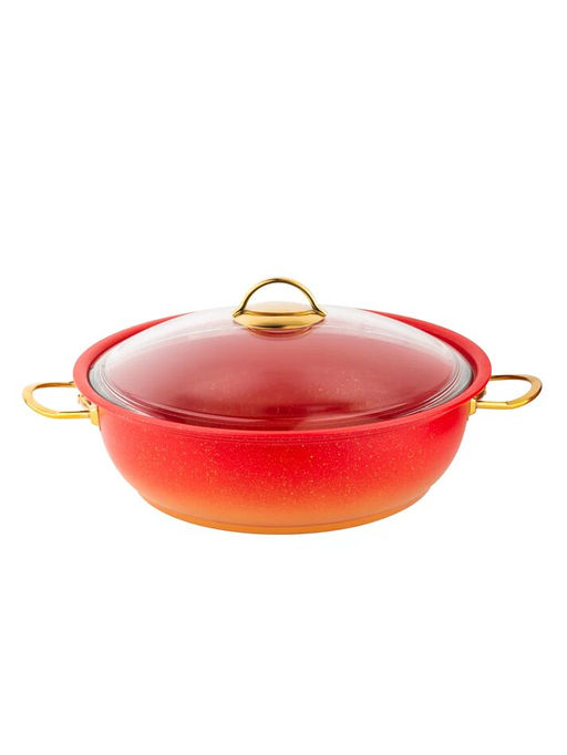 Мантоварка с крышкой стеклянной 30х10 см (6,4 л) с АПП, цвет: красный/золотой, арт. 4000-RD/GD-30. - D.L.K. фото 5