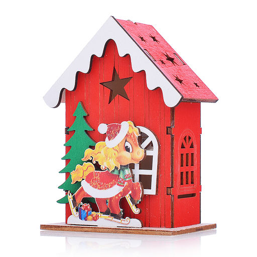 Новогоднее украшение "Домик со светом. Лошадка" в пакете
