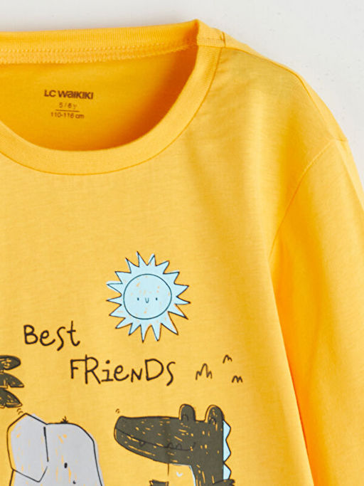 Bask?l? Erkek ?ocuk Pijama Tak?m?