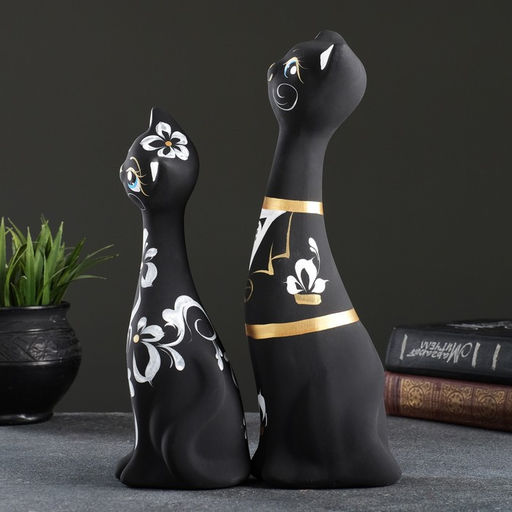 Набор фигурок керамика «Love Коты», 2 шт., чёрные, 7×9×24 см