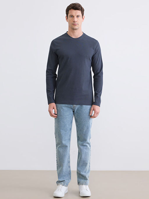 Bisiklet Yaka Uzun Kollu Ribana Erkek Ti??rt