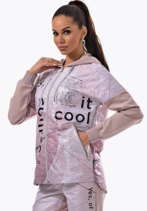 Толстовка из футера комбинированного с принтованной плащевой тканью - А+б коллекция фото 95