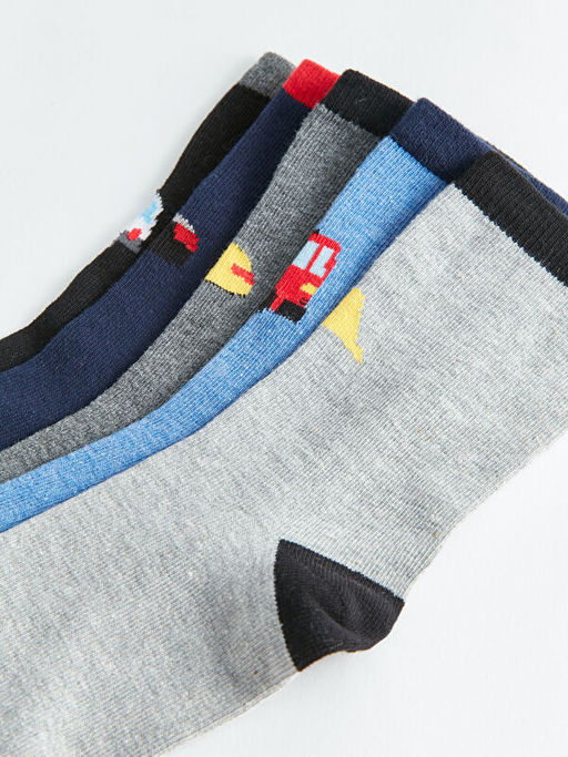 Desenli Erkek ?ocuk Soket ?orap 5li - Waikiki фото 3