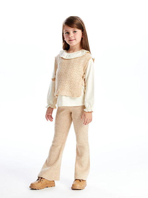 Bisiklet Yaka Desenli K?z ?ocuk 3l? Tak?m