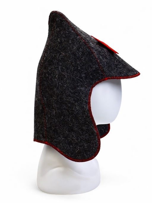 Шапка для бани и сауны Будёновка, полиэфир, шерсть, серая