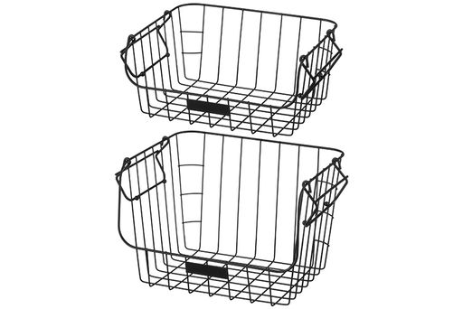 Набор 2 корзин 29,5*22*13 см + 31,5*22*21 см  Черный с ручками, металл - Elan gallery фото 6