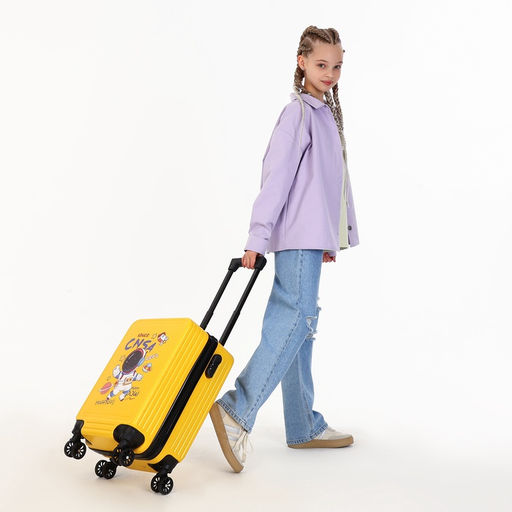 Чемодан детский 32 л (S), отдел на молнии, 4 колеса, жёлтый