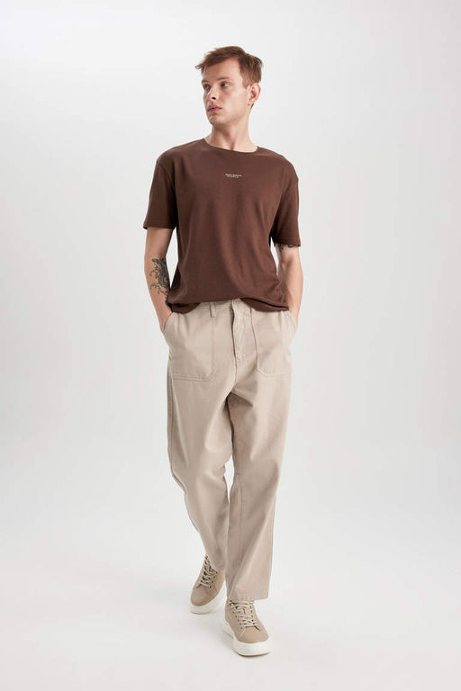 Мешковатые прямые брюки из габардина прямого кроя - Defacto фото 3