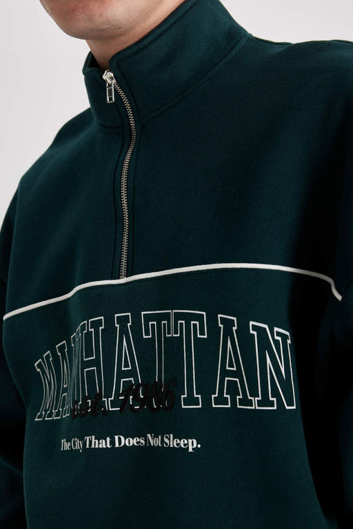 Толстовка оверсайз с воротником-стойкой и принтом - Defacto фото 5