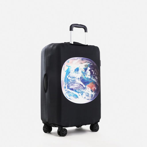 Чехол на чемодан на колёсах, 28" (L), с принтом, чёрный/голубой