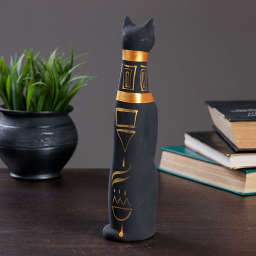 Фигура керамика «Кот Египетский», роспись, чёрный, 5×6.5×22.5 см