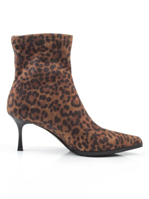 01-H26B-42PC BROWN LEOPARD Ботильоны демисезонные женские (искусственная замша)