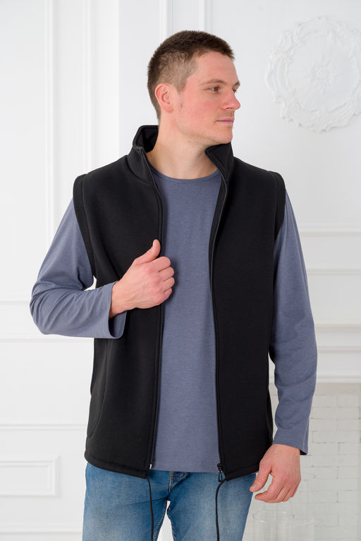Жилет мужской из футера 3-х нитка черный - Амадэль фото 2