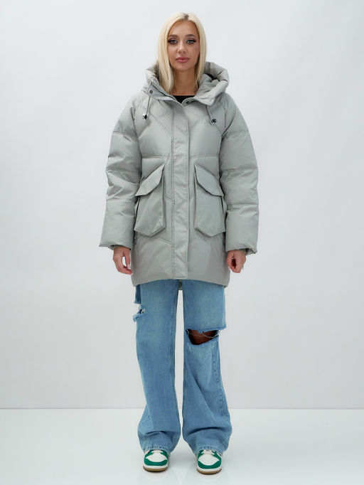 Куртка летучая мышь женская с капюшоном зимняя зеленого цвета 9617Z - Mtforce фото 2