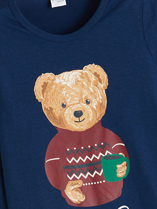 Ay? Teddy Bask?l? Erkek ?ocuk Pijama Tak?m? Aile Kombini