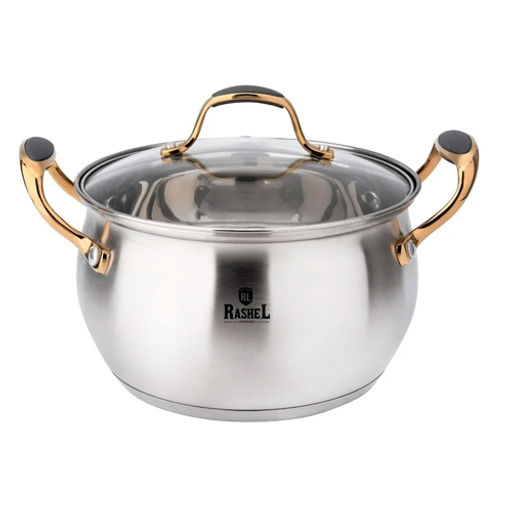 Кастрюля 6л из нержавеющей стали со стекл. кр., 24х13,5см (10228010/151025/5317567, Китай) (R-600H) /RASHEL/