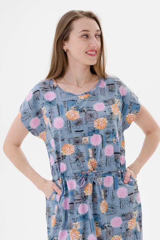 Платье женское домашнее из кулирки Лана астра макси - Амадэль фото 6