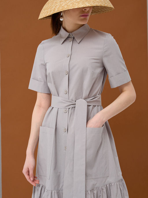 Платье хлопок OD-791-2 серый OD-791-2