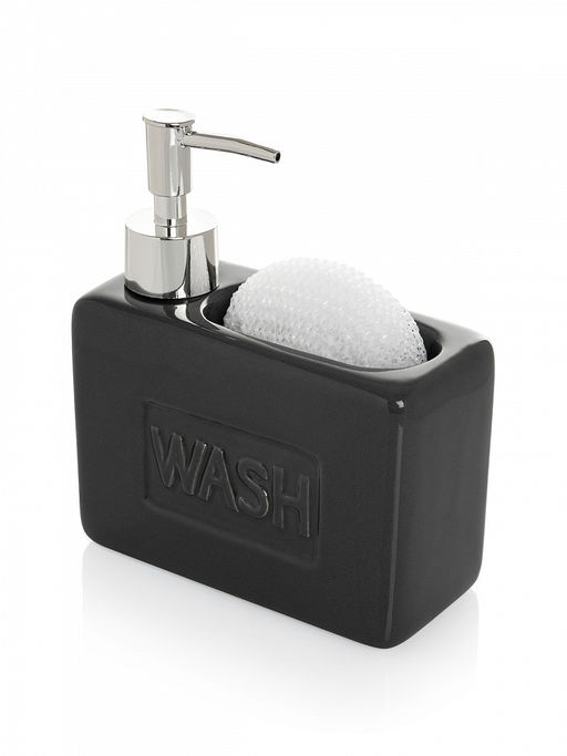 Диспенсер для моющего средства с губкой 500мл серый керамика - Lucky фото 2