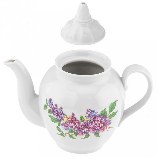 Чайник заварочный фарфоровый Сирень 900мл, д13см, h14см, форма Гранатовый (Россия) - Домашняя мода фото 3