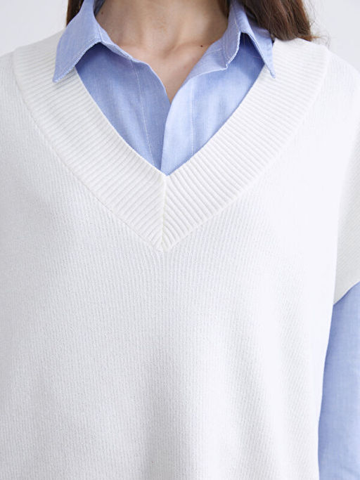 V Yaka Oversize Kad?n Triko S?veter