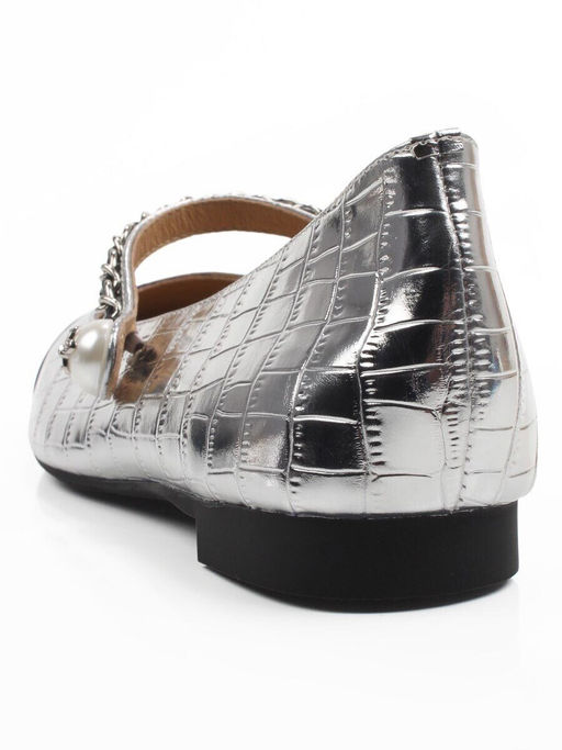 06-H4A-5C BLACK/SILVER Туфли женские (натуральная кожа)