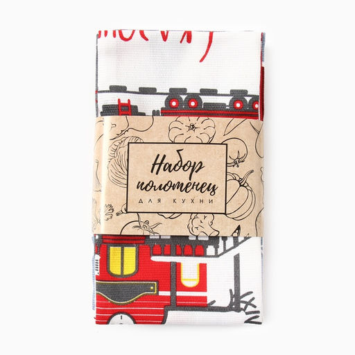 Набор новогодних кухонных полотенец Доляна Волшебство 35?60 см-4 штуки, 100% хлопок