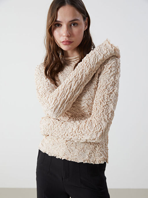 Dik Yaka Dokulu Kad?n Triko Kazak