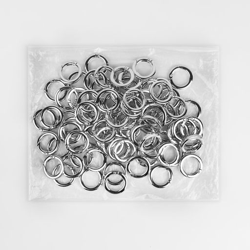 Цена за 100 шт. Кольцо-карабин плоский, d=20/28 мм, толщина - 4 мм, цвет серебряный